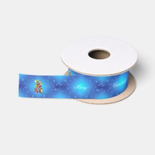 Eisblaues Frohe Weihnachten Rotes Stechpalmen-Gesc Satinband