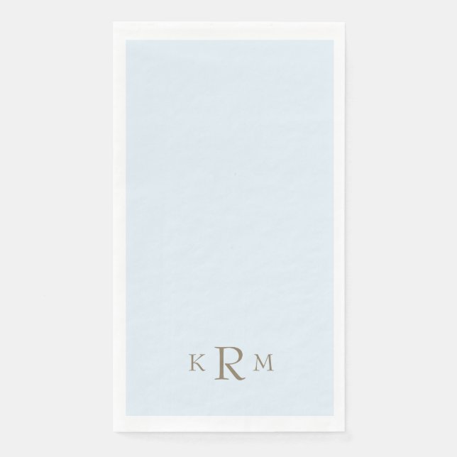 Eisblaues Monogramm Serviette (Vorderseite)