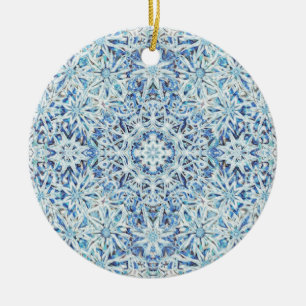 Eisblumen-Kristallblüte – Intrigantes Schneeflocke Keramik Ornament