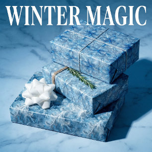 Eisblumen und Eiskristalle Muster Geschenkpapier Set