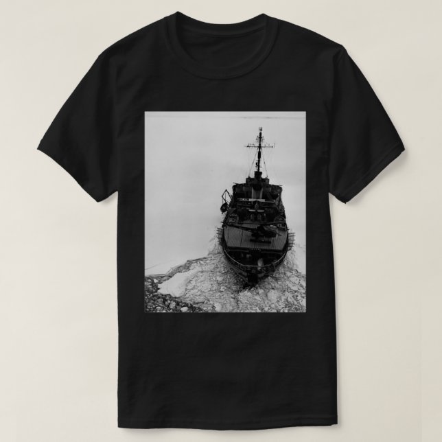 Eisbrecher mit Ausrüstung in der Antarktis T-Shirt (Design vorne)