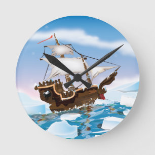 Eisbrecher-Schiff Runde Wanduhr