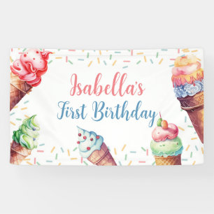 Eiscreme 1. Geburtstag Party Banner