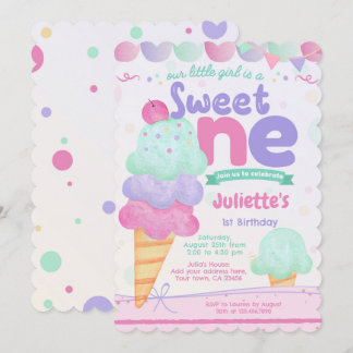 Eiscreme 1. Geburtstag Party Einladung