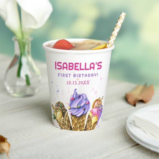 Eiscreme 1. Geburtstag Party Pappbecher (Von Creator hochgeladen)