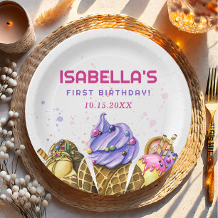 Eiscreme 1. Geburtstag Party Pappteller