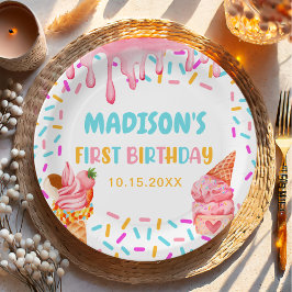 Eiscreme 1. Geburtstag Party Pappteller