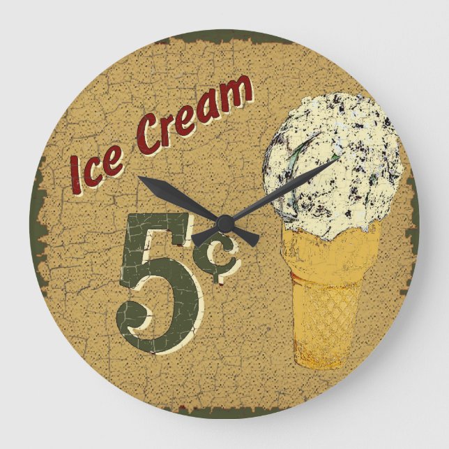 Eiscreme 5 Cents Große Wanduhr (Vorderseite)