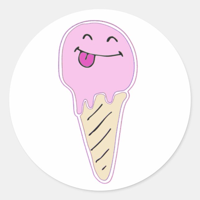 Eiscreme-Aufkleber für Erdbeeren Runder Aufkleber (Vorderseite)