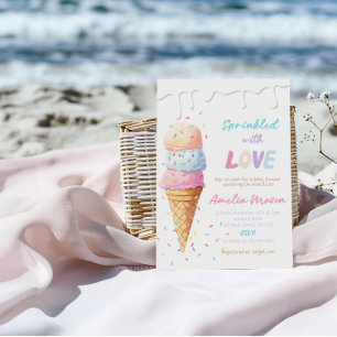 Eiscreme-Baby-Shower-Party 'Mit Liebe bestreut' Einladung