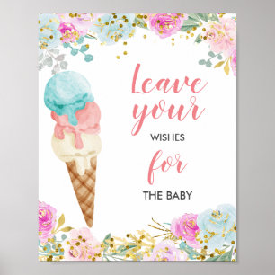 Eiscreme-Baby-Shower-Wünsche für Baby-Schild Poster