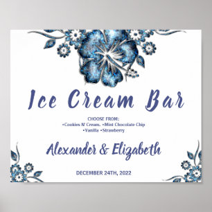 Eiscreme-Bar Hochzeitblauer Schild