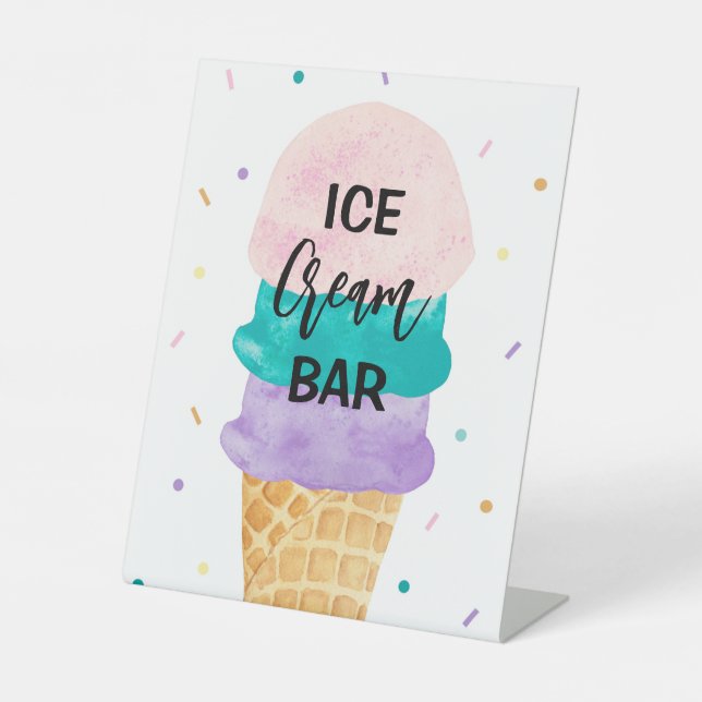 Eiscreme-Bar Party Sign - Sundae Sockelschild (Vorderseite)