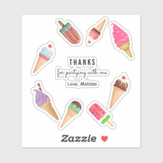 Eiscreme Blue Pink Popsiful Farbenfroh Vielen Dank Aufkleber