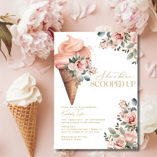 Eiscreme-Blumenrosa-Brautjungfernparty Einladung