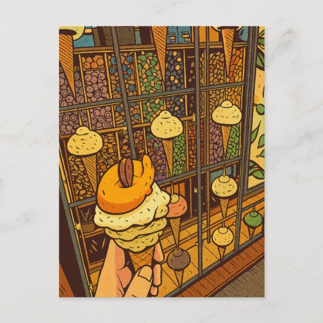 Eiscreme-Cartoon Postkarte (Vorderseite)