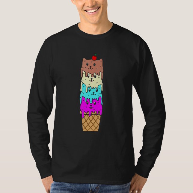 Eiscreme Cat Cone Summer Boys Girls Grafik T-Shirt (Vorderseite)