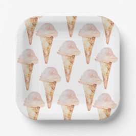 Eiscreme Cone 7" Quadratpapierplatte Pappteller