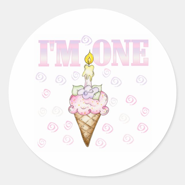 Eiscreme Cone Cake I'm One Runder Aufkleber (Vorderseite)
