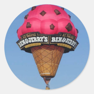 Eiscreme Cone Heißluftballon Runder Aufkleber