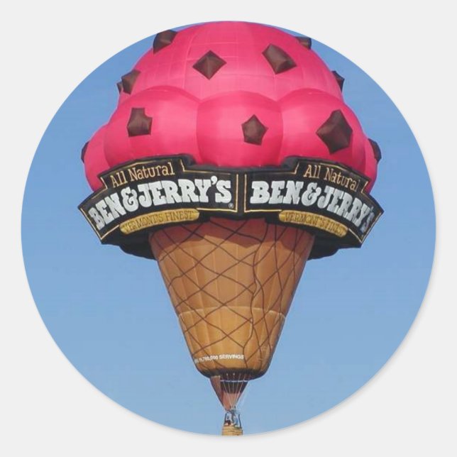 Eiscreme Cone Heißluftballon Runder Aufkleber (Vorderseite)