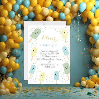 Eiscreme Cone Scoop Confetti Kindergeburtstag Part Einladung