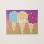 Eiscreme Cone Summer Ombre Rainbow Farbige Kinder<br><div class="desc">Puzzle mit Eiscreme auf einem Ombre Rainbow Background</div>