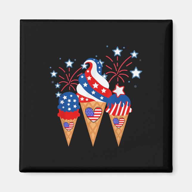 Eiscreme Cones 4. Juli Urlaub Patriotik Magnet (Vorne)