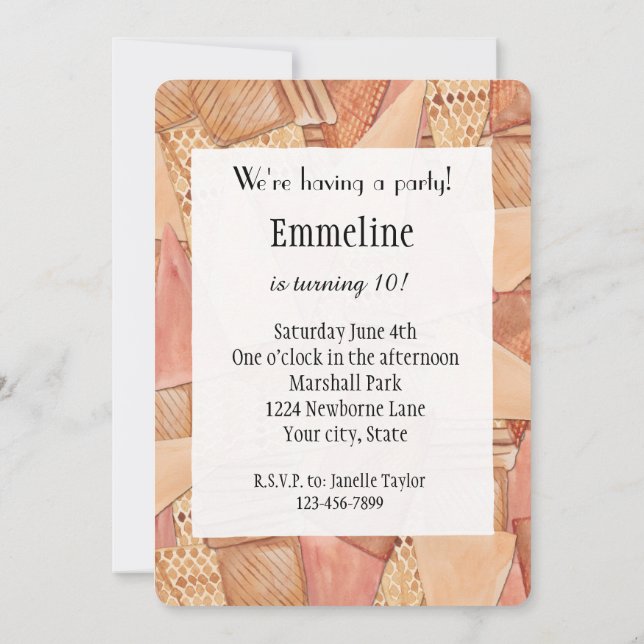 Eiscreme Cones Birthday Einladung (Rückseite)