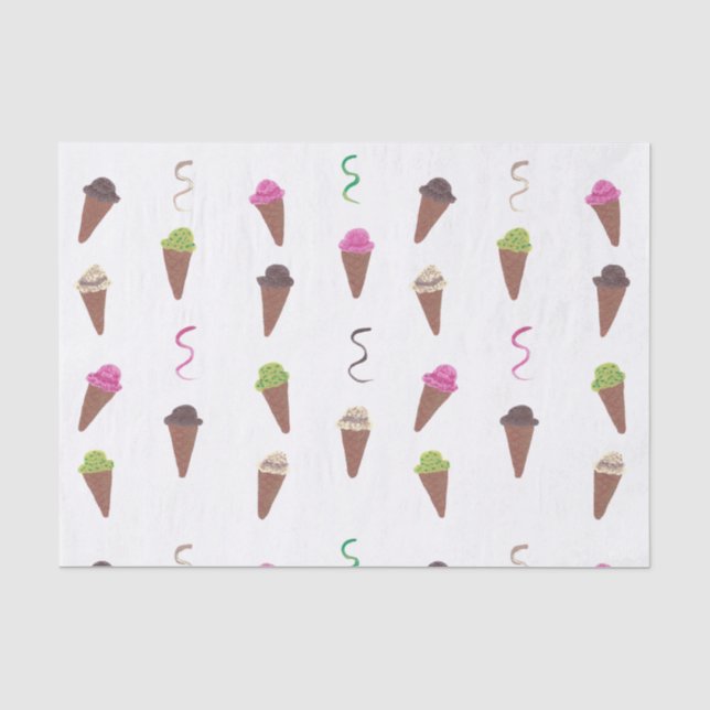 Eiscreme-Cones & Ribbons Geburtstagspapier Seidenpapier (Vorderseite)
