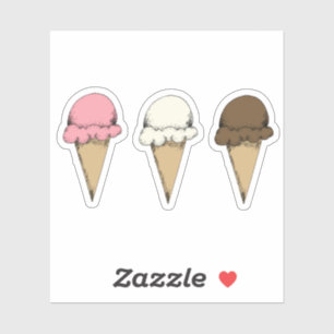 Eiscreme Cones Schokolade Erdbeere Aufkleber