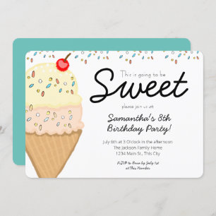 Eiscreme Das wird eine süße Geburtstagsparty werde Einladung