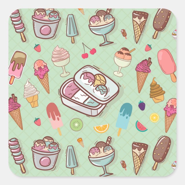 Eiscreme-Delight-Aufkleber Quadratischer Aufkleber (Vorderseite)
