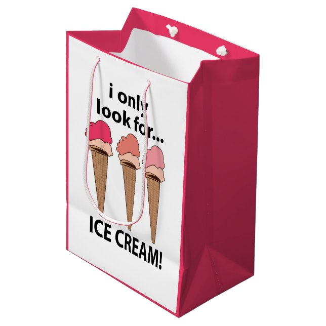 Eiscreme, die ich nur nach Eis suche Mittlere Geschenktüte (Vorderseite Schrägansicht)