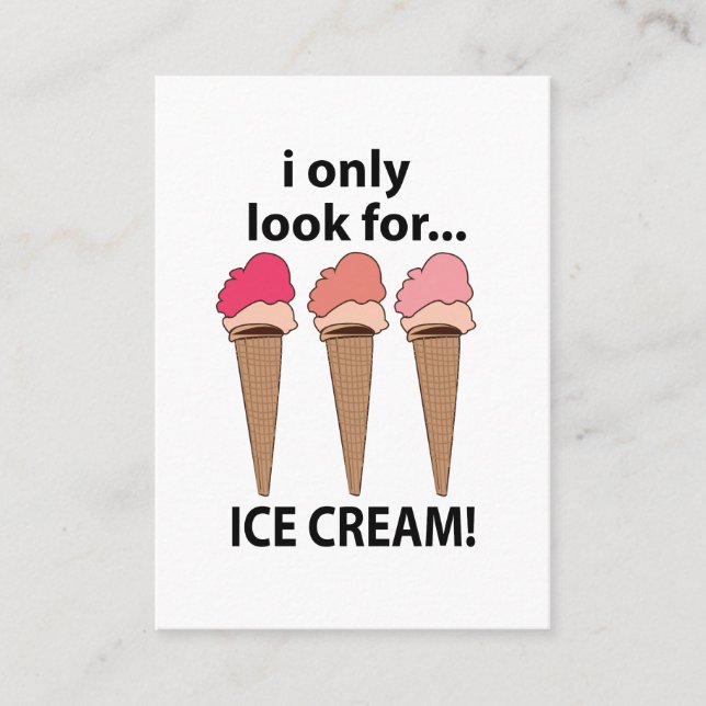 Eiscreme, die ich nur nach Eis suche Visitenkarte (Vorderseite)