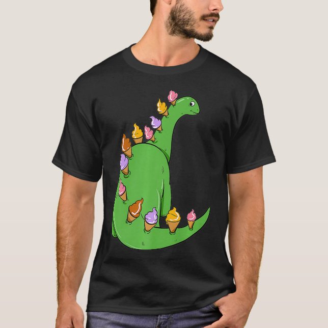 Eiscreme Dinosaur Brontosaurus Köstlicher Snack Pr T-Shirt (Vorderseite)