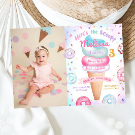 Eiscreme Donut Hier ist das Scoop Birthday Foto Einladung