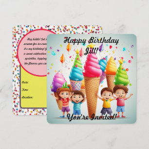 Eiscreme-Einladung im personalisierten Tütenformat Einladung