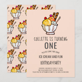 Eiscreme Einladung zum ersten Geburtstag