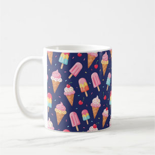 Eiscreme, Eis am Stiel und Kirschen Muster Kaffeetasse