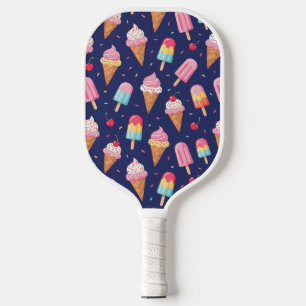 Eiscreme, Eis am Stiel und Kirschen Muster Pickleball Schläger
