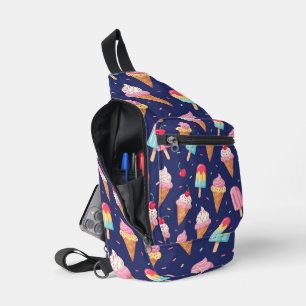Eiscreme-, Eis- und Kirschenmuster Crossbody Bag