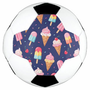 Eiscreme-, Eis- und Kirschenmuster Fußball