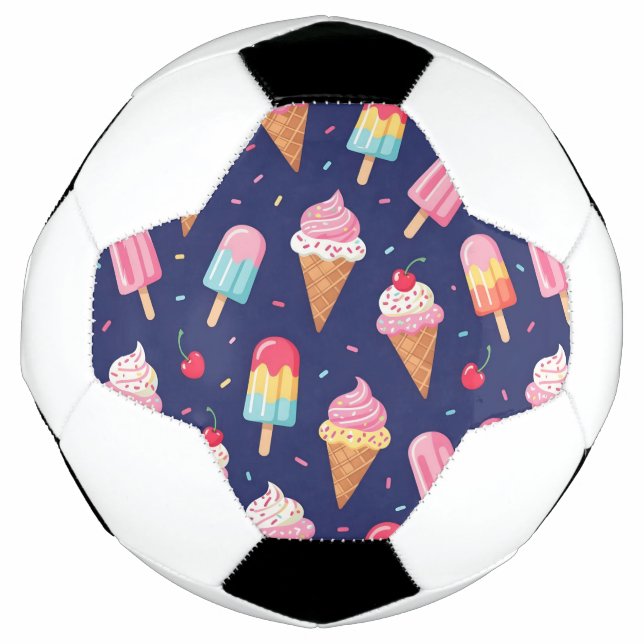 Eiscreme-, Eis- und Kirschenmuster Fußball (Vorderseite)