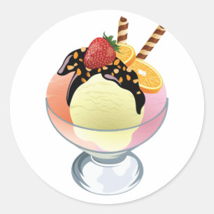 Eiscreme-Eiscremebecher Runder Aufkleber