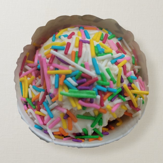 Eiscreme farbenfroh rosa Blaue Sprinklen Speisen Rundes Kissen (Vorderseite)