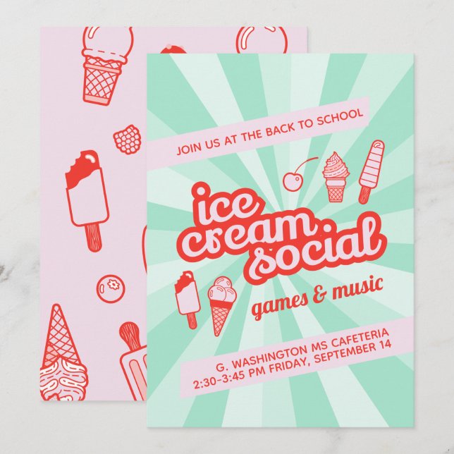 Eiscreme-Flyer für soziales Party Einladung (Vorne/Hinten)