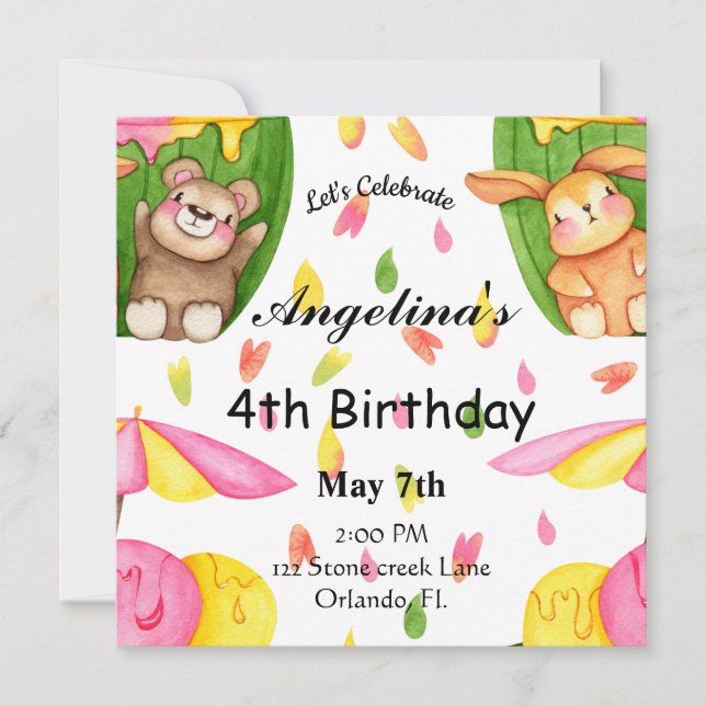 Eiscreme-Freunde zum Geburtstag Einladung (Vorderseite)