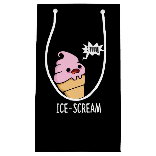Eiscreme Funny Ice Cone Pun Dark BG Kleine Geschenktüte (Vorderseite)