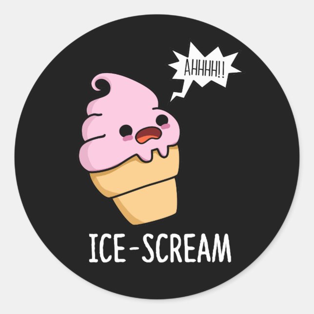 Eiscreme Funny Ice Cone Pun Dark BG Runder Aufkleber (Vorderseite)